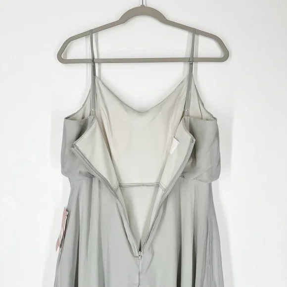 NWT Birdy Grey Gwennie Dove Gray Chiffon Dress Women’s Size Large - Picture 10 of 15